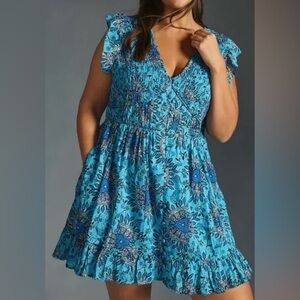 Anthropologie Pegrine Mini Dress, Blue Size L